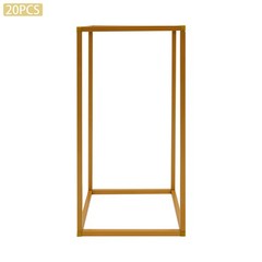 20Pcs Gold Rectangular Metal Wedding Flower Stand, Floral Centerpiece Holder
