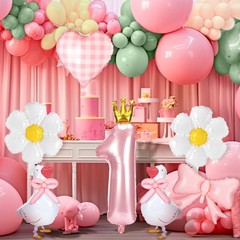 12 Pcs Silly Goose 1st Party Decoration Fun Goose Balloon with Pink Bow for S…