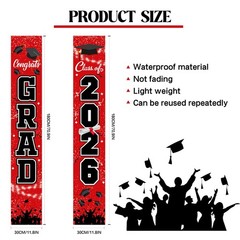 Graduation Decorations Class of 2026 Red – Porch Banner Door Sign for Front D…