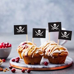 200 Pieces Pirate Cocktail Toothpicks Flags Cake Toppers for Food, Appetizer,