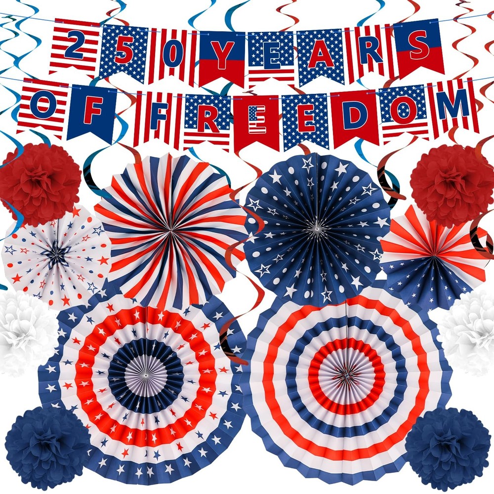 25 PCS US 250th Anniversary Decorations Set, 4th of July Decoration, Red Whit…