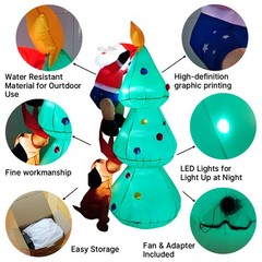 6ft Inflatable Christmas Tree LED Lights Blow up With Santa Claus & Dog Xmas