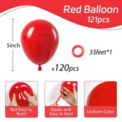 Awenztech 120pcs 5 inch Red Balloons, small Red Latex Balloons for Baby Shower