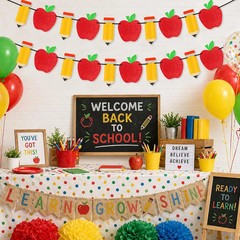 VILIFEVER 2 Pieces Pencil Apple Banner Garland Back to School Decorations | Firs