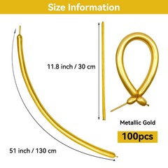 Metallic Gold Long Balloons Premium 260 Twisting Animals Magic Balloons for B…