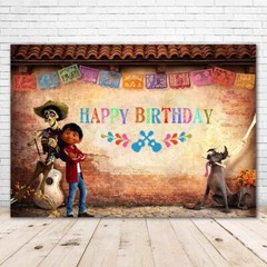 Happy Birthday Coco Theme Backdrop 7×5 Mexican Fiesta Coco Background for Kid…