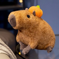 Cute Capybara Plush Toy with Mini Pumpkin Fall Stuffed Animal Decor Gift