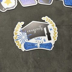 Blue Yellow Black Graduation Yard Signs Waterproof With Balloons Grad Yard Sign