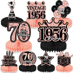 70Th Birthday Decorations for Women – 9Pcs Rose Gold 70 Years 1956 Birthday Part