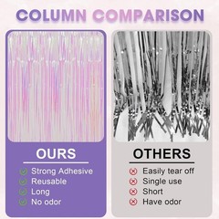 3 Pack 3.3×8.2 Feet Iridescent Transparent Foil Fringe Backdrop Curtains, Tin…