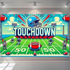 HOMETITUTE Touchdown Football Banner 71×43 Inch Game Day Field Backdrop Stadi…