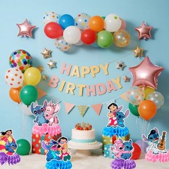 3D Stitch Honeycomb Centerpieces 9 Pcs Birthday Party Table Decoration Supplies
