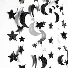 Black Silver Moon Garland Twilight Decoration Star Streamer Gothic Party Deco…