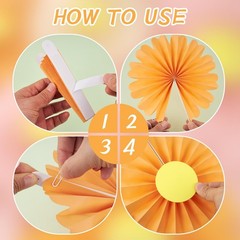 10 PCS Daisy Paper Flowers Decorations Pink Orange Party Fans Hanging Decor