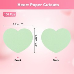 Light Green Heart Paper Cutouts Small Heart Shaped Tags 2.5 Inch 100 PCS