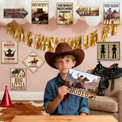 Western Party Decorations, Wild West Cowboy Rodeo Wall Signs Funny Tags for Part