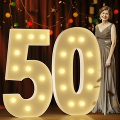 Marquee Numbers 4 Feet Tall: 50th Birthday Decorations Large Light Up Numbers…