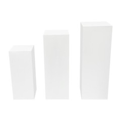 Flower Display Stands White 3 Piece Square Metal Pedestals for Wedding Decor