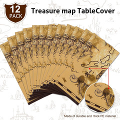 12 Pieces Pirate Tablecloth for Party Decor – 54 X 108 Inches Pirate Treasure Ma