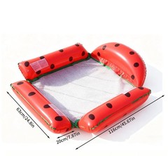 Inflatable Pool Float with Mesh Bottom, Watermelon Design, 4 Tube Floating Ha…