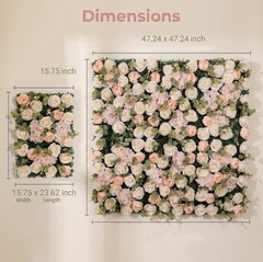 Floral Flower Backdrop Panel 47.24 x 47.24 in Plastic Green White Pink