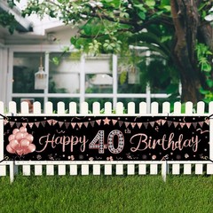 40th Birthday Banner Decorations for Women, Rose Gold Happy 40 Year