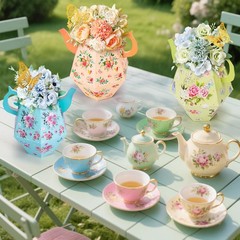 8 Pcs Tea Party Decorations, Flower Boxes Centerpiece Floral Teapot Vase Tabl…