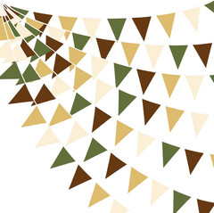 32Ft Green Brown White Party Decorations Brown Green Pennant Banner Fabric Trian