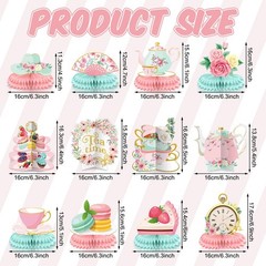12 Pcs Tea Party Decorations Floral Teapot Honeycomb Centerpieces Tea Party Tabl