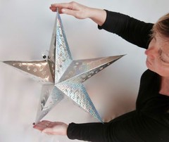 Paper Star Lantern Decorations with LED Lights-Set of 3 (24 in, 18 in, 12 in.)