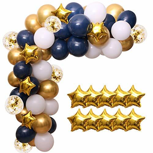 100pcs Navy Blue Balloon Garland Kit, Blue And White Balloons With Gold Balloons