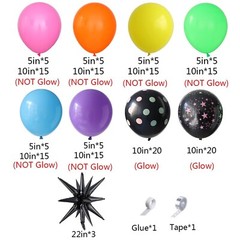 165Pcs Rainbow Balloon Arch Garland Kit with UV Neon Luminous Fluorescent Bal…