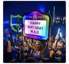 Champion VIP Customizable Illuminated Multicolor Birthday Party Backdrop Sign