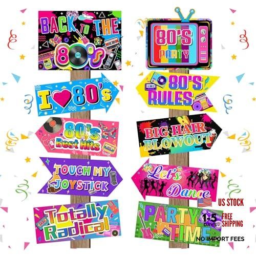 20 Pieces 80s Party Decorations Back to The 80s Neon Retro Sign for Adults