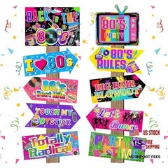 20 Pieces 80s Party Decorations Back to The 80s Neon Retro Sign for Adults