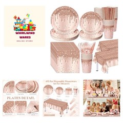 452 Pcs Rose Gold Party Supplies Birthday Decorations Include Glitter Rose Go…