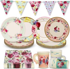 Talking Tables 50pcs Floral Afternoon Tea Party Decorations Mixed Colors