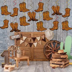CowThemed Hanging Decor, 60PCS Swirls Boot Banner, Party Supplies