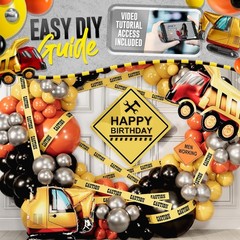 ALL-IN-1 Balloon Arch Kit with BONUS Caution Tape & Truck Balloons – Balloons…