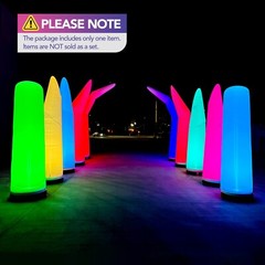 12ft Inflatable color-changing light-up Long horn shaped column decor