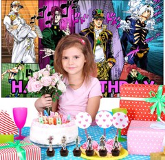 JoJo’s Bizarre Adventure Party Decorations Set Balloons Cake Toppers Banner
