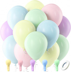 Pastel Balloons Latex Party Balloons, 100 Pack Round Helium Multicolor Balloons