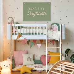 Long Live Boyhood Boys Room Decor, Sage Green Nursery Playroom Toddler Boy Linen