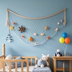 1pack Nautical Fishing Net w/Starfish Anchor Pirate Party Decor Hawaii