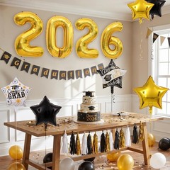 16 Pcs Graduation Decorations 2026 Balloons Kit, 32 Inch 2026 Number Foil Bal…