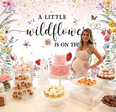 Charming Pink Watercolor Wildflower Backdrop – Perfect for Baby Showers (7x5ft)