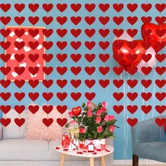 40PCS Valentines Day Decor Red Heart Banner with Felt Hearts Hanging Home Decor