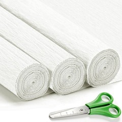 3 Rolls Heavy Duty White Crepe Paper For Flowers DIY Crafts 17×98 Inch