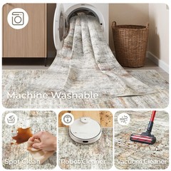 Restydon Kitchen Runner Rug Non Slip – 2.5 x 8 2’6″ x 8′ (Runner), Grey/Rust