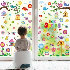 Vibrant Spring & Summer Window Clings – 9 Sheets 127PCS Classroom